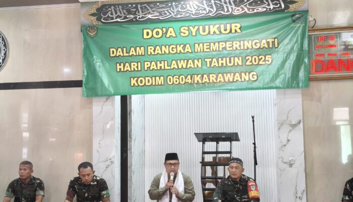 Doa Khidmat Jelang Hari Pahlawan, Kodim Karawang Ingat Jasa Kusuma Bangsa di Masjid Daarul Muttaqien